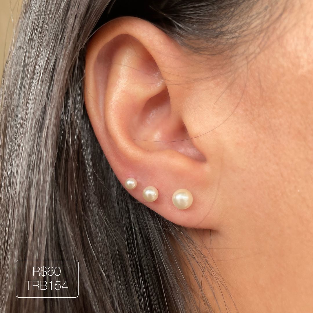 Trio de Brinco de Pérola Dourado